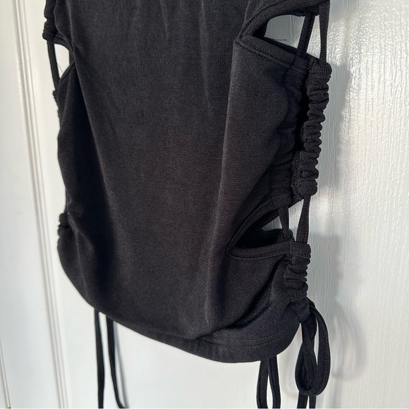 SEXY SUMMER BLACK CUT OUT SIDE BODYCON MINI SKIRT WITH ADJUSTABLE STRAPS  XS/S - Picture 5 of 8